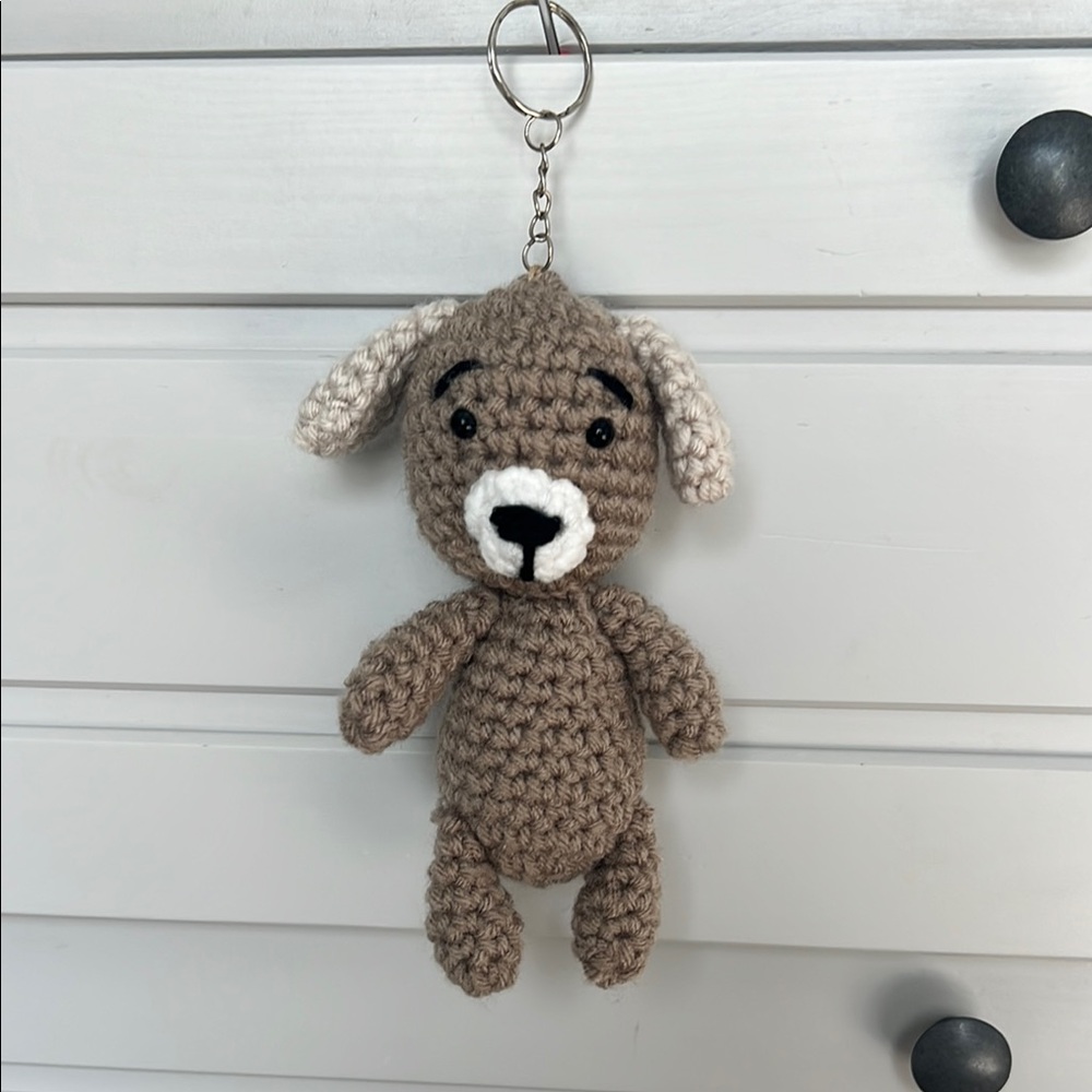 Charming Brown and Cream Dog Toy Keychain